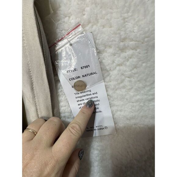 KAKTUS Womens Sz Large Linen Rayon Khaki Tan Cropped Capri Pants - Picture 6 of 7